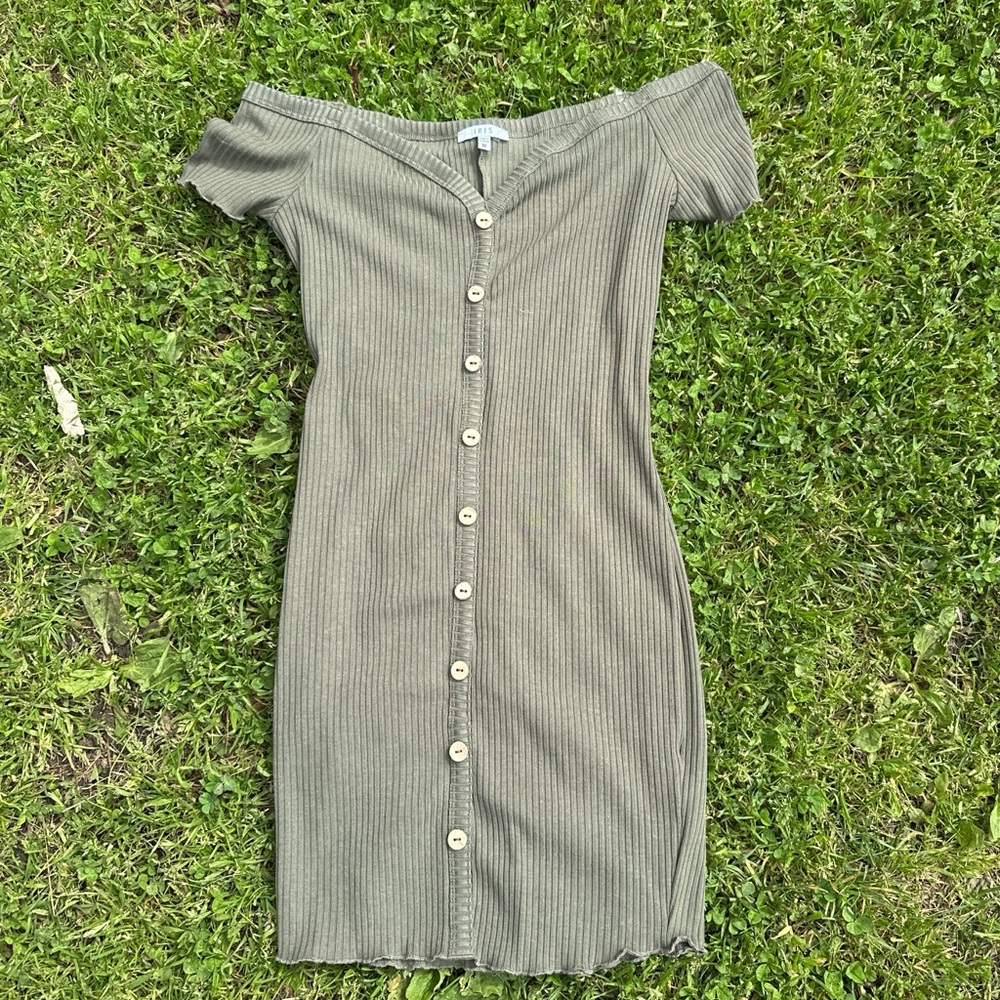 Olive Green Off-Shoulder Dress